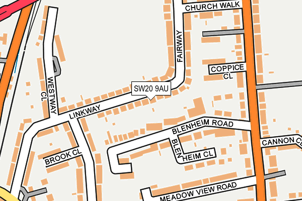 SW20 9AU map - OS OpenMap – Local (Ordnance Survey)