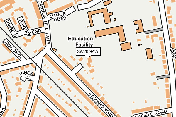 SW20 9AW map - OS OpenMap – Local (Ordnance Survey)