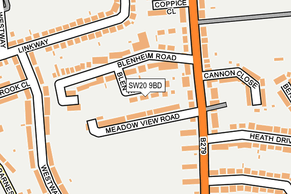 SW20 9BD map - OS OpenMap – Local (Ordnance Survey)