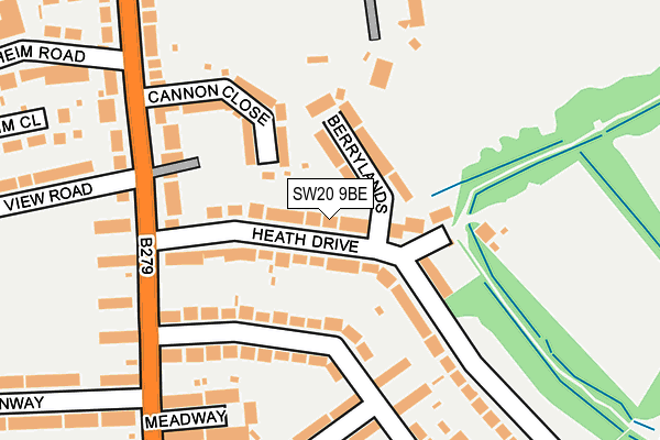 SW20 9BE map - OS OpenMap – Local (Ordnance Survey)