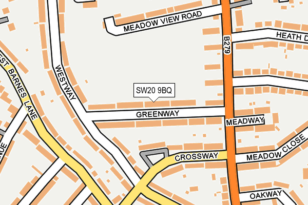 SW20 9BQ map - OS OpenMap – Local (Ordnance Survey)
