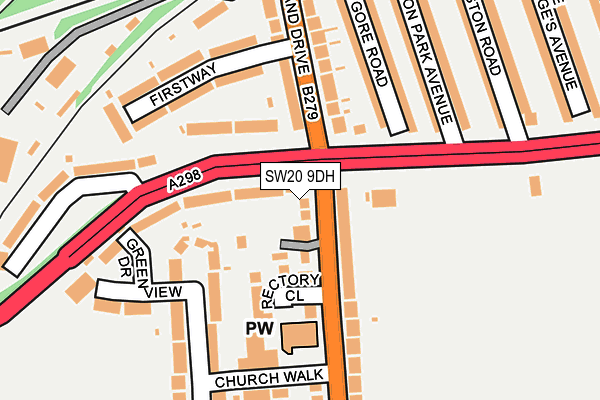 SW20 9DH map - OS OpenMap – Local (Ordnance Survey)