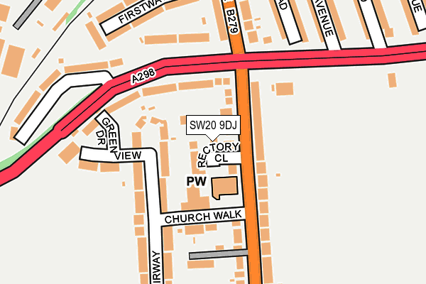 SW20 9DJ map - OS OpenMap – Local (Ordnance Survey)