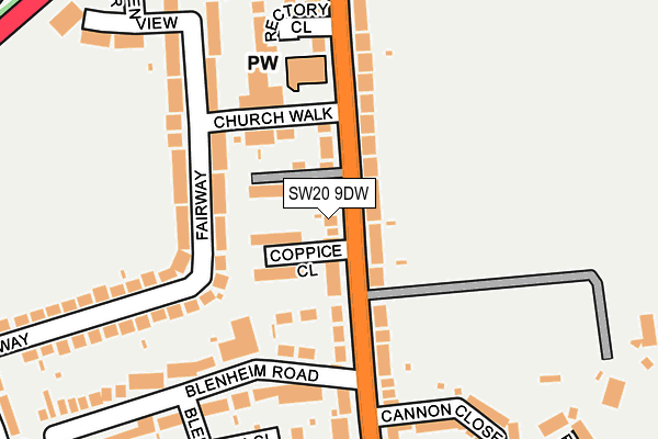 SW20 9DW map - OS OpenMap – Local (Ordnance Survey)