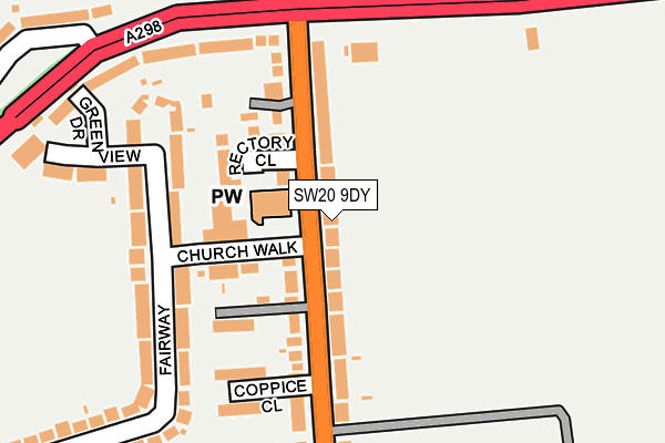 SW20 9DY map - OS OpenMap – Local (Ordnance Survey)
