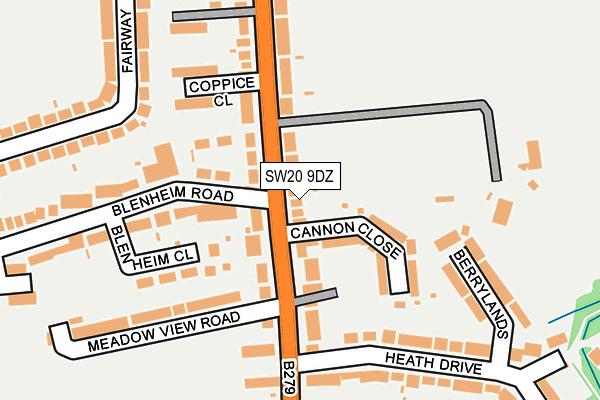 SW20 9DZ map - OS OpenMap – Local (Ordnance Survey)