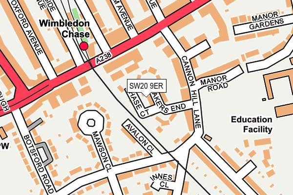 SW20 9ER map - OS OpenMap – Local (Ordnance Survey)