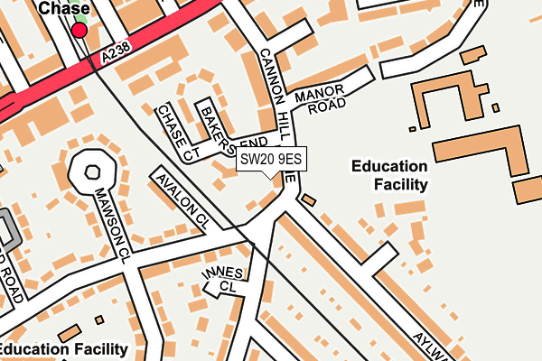 SW20 9ES map - OS OpenMap – Local (Ordnance Survey)