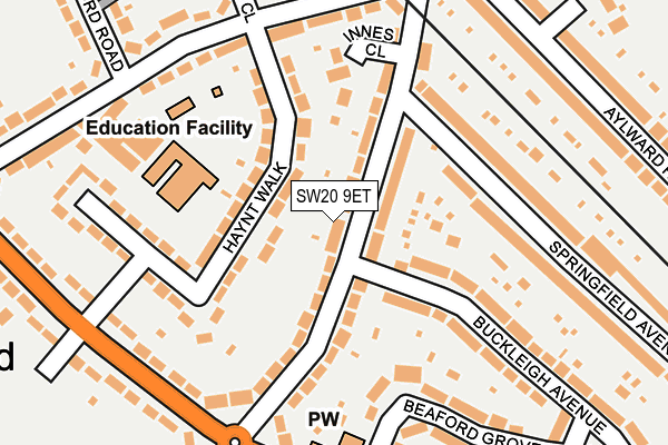 SW20 9ET map - OS OpenMap – Local (Ordnance Survey)
