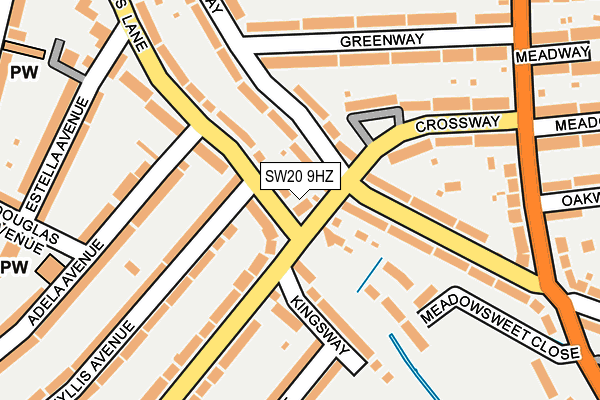 SW20 9HZ map - OS OpenMap – Local (Ordnance Survey)