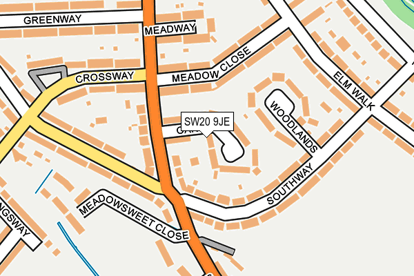SW20 9JE map - OS OpenMap – Local (Ordnance Survey)