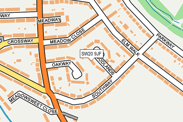 SW20 9JF map - OS OpenMap – Local (Ordnance Survey)