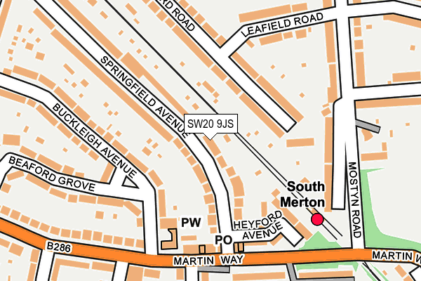 SW20 9JS map - OS OpenMap – Local (Ordnance Survey)