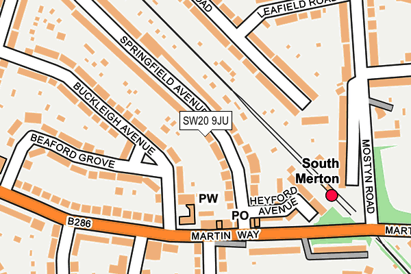 SW20 9JU map - OS OpenMap – Local (Ordnance Survey)