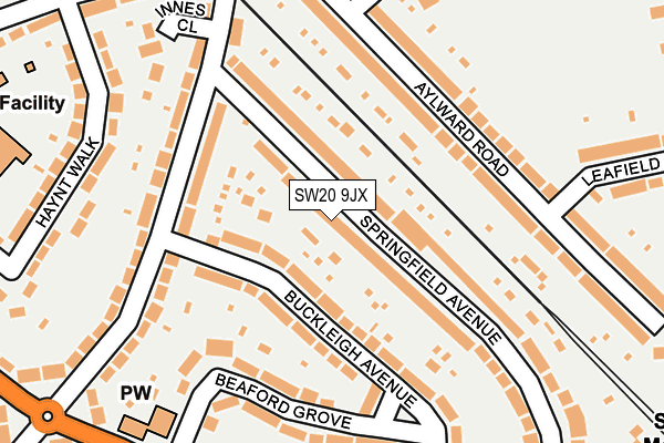 SW20 9JX map - OS OpenMap – Local (Ordnance Survey)