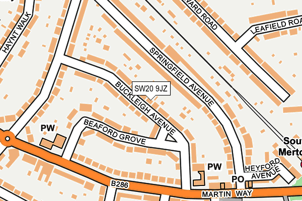 SW20 9JZ map - OS OpenMap – Local (Ordnance Survey)