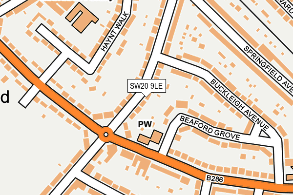 SW20 9LE map - OS OpenMap – Local (Ordnance Survey)