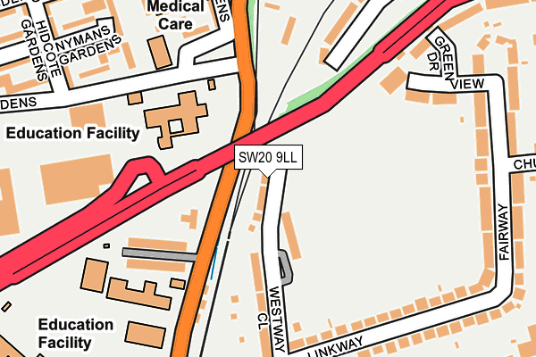 SW20 9LL map - OS OpenMap – Local (Ordnance Survey)