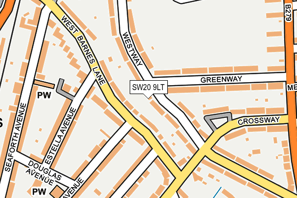 SW20 9LT map - OS OpenMap – Local (Ordnance Survey)