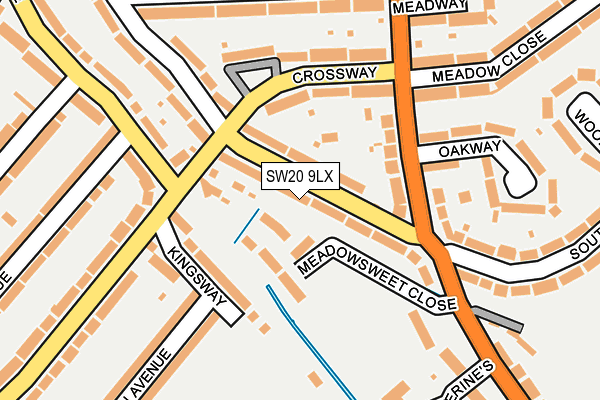 SW20 9LX map - OS OpenMap – Local (Ordnance Survey)