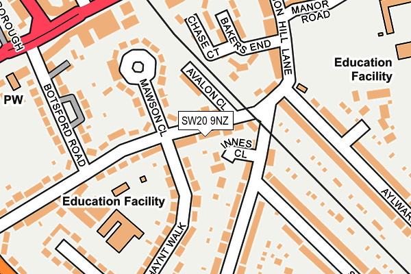 SW20 9NZ map - OS OpenMap – Local (Ordnance Survey)