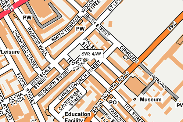 SW3 4AW map - OS OpenMap – Local (Ordnance Survey)
