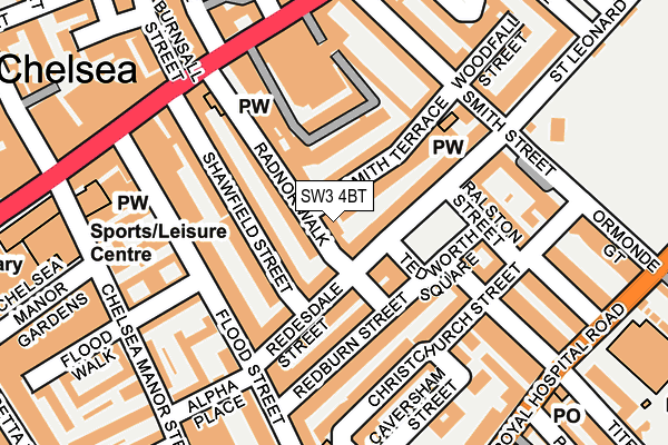 SW3 4BT map - OS OpenMap – Local (Ordnance Survey)