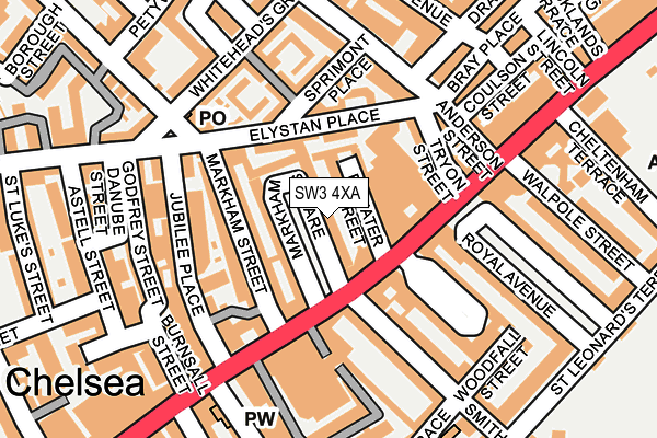 SW3 4XA map - OS OpenMap – Local (Ordnance Survey)
