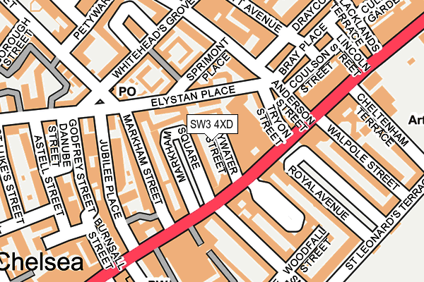 SW3 4XD map - OS OpenMap – Local (Ordnance Survey)