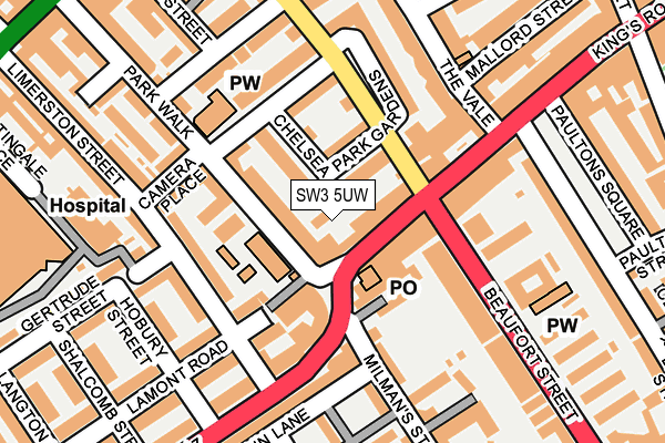 SW3 5UW map - OS OpenMap – Local (Ordnance Survey)