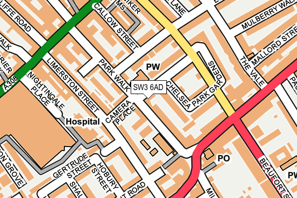 SW3 6AD map - OS OpenMap – Local (Ordnance Survey)