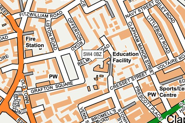 SW4 0BZ map - OS OpenMap – Local (Ordnance Survey)