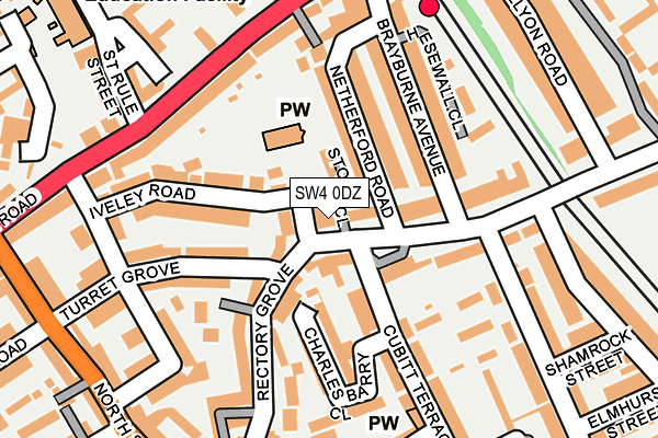 SW4 0DZ map - OS OpenMap – Local (Ordnance Survey)