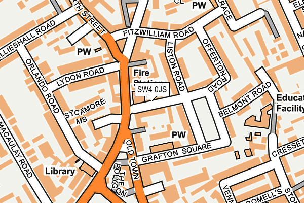 SW4 0JS map - OS OpenMap – Local (Ordnance Survey)
