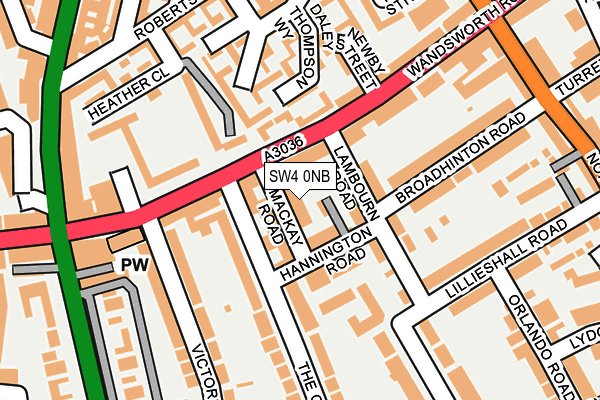 SW4 0NB map - OS OpenMap – Local (Ordnance Survey)
