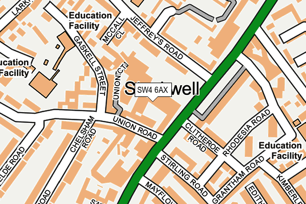 SW4 6AX map - OS OpenMap – Local (Ordnance Survey)