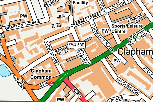 SW4 6BE map - OS OpenMap – Local (Ordnance Survey)