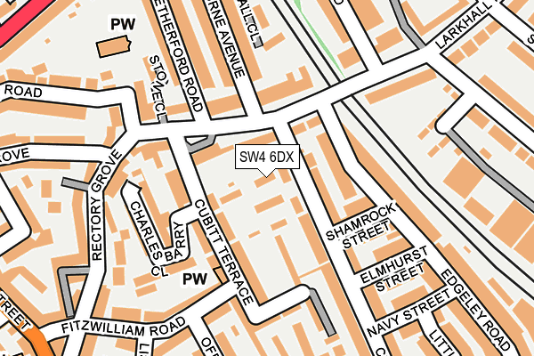 SW4 6DX map - OS OpenMap – Local (Ordnance Survey)