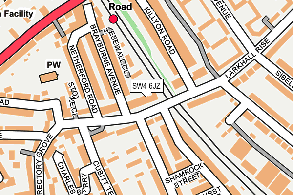 SW4 6JZ map - OS OpenMap – Local (Ordnance Survey)