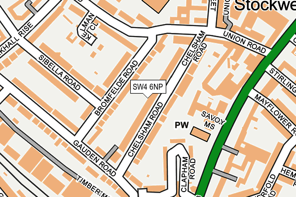 SW4 6NP map - OS OpenMap – Local (Ordnance Survey)