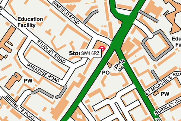 SW4 6RZ map - OS OpenMap – Local (Ordnance Survey)