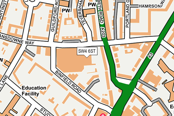 SW4 6ST map - OS OpenMap – Local (Ordnance Survey)