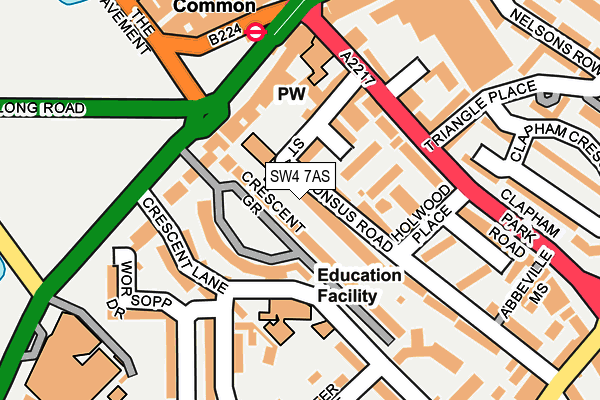 SW4 7AS map - OS OpenMap – Local (Ordnance Survey)