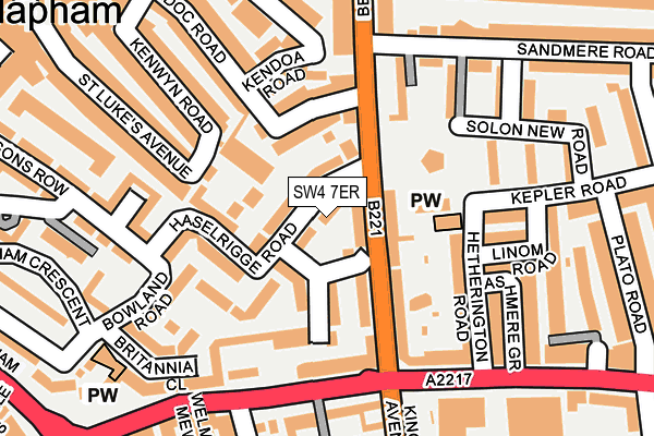 SW4 7ER map - OS OpenMap – Local (Ordnance Survey)