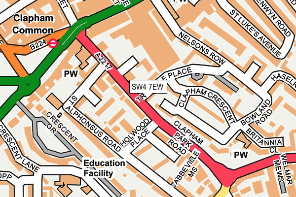 SW4 7EW map - OS OpenMap – Local (Ordnance Survey)