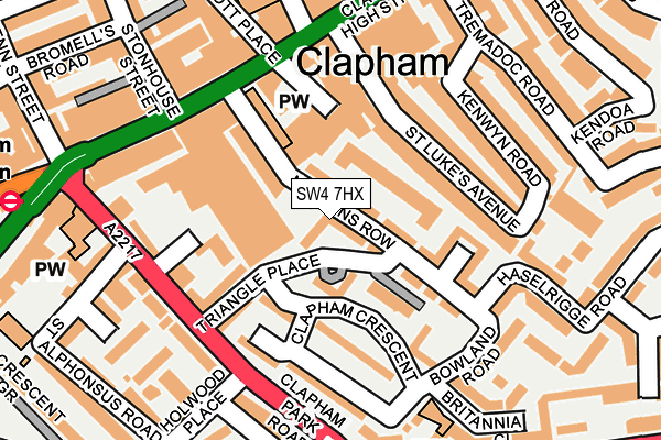 SW4 7HX map - OS OpenMap – Local (Ordnance Survey)