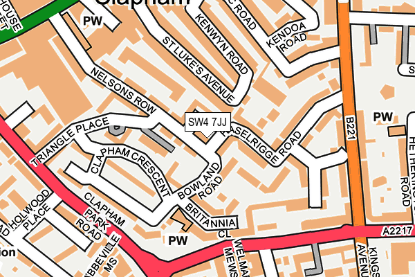 SW4 7JJ map - OS OpenMap – Local (Ordnance Survey)