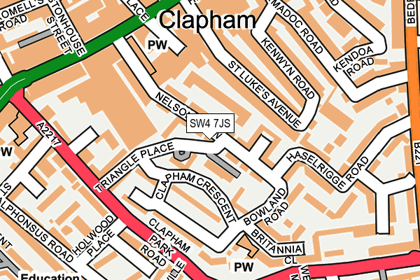 SW4 7JS map - OS OpenMap – Local (Ordnance Survey)