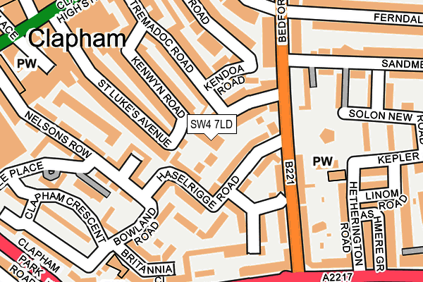 SW4 7LD map - OS OpenMap – Local (Ordnance Survey)