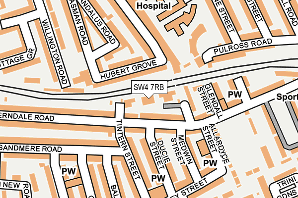 SW4 7RB map - OS OpenMap – Local (Ordnance Survey)
